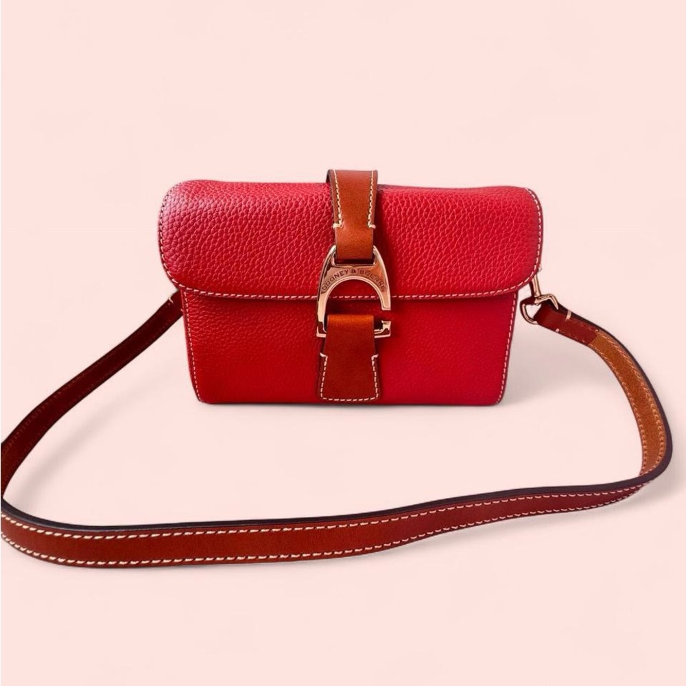 Dooney & Bourke Red Pebbled Grain Kyra Crossbody Bag Purse with Silver Hardware